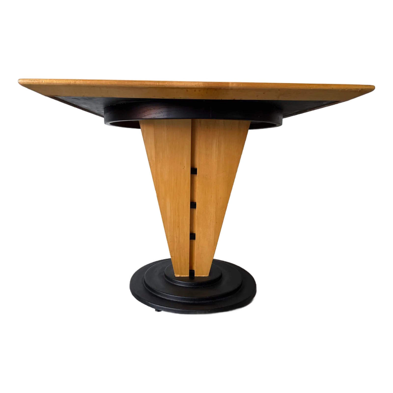 1980’s Postmodern Art Deco-Style Italian Pedestal Game Table With Black ...