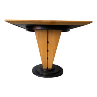 1980’s Postmodern Art Deco-Style Italian Pedestal Game Table With Black Metal Base For Sale