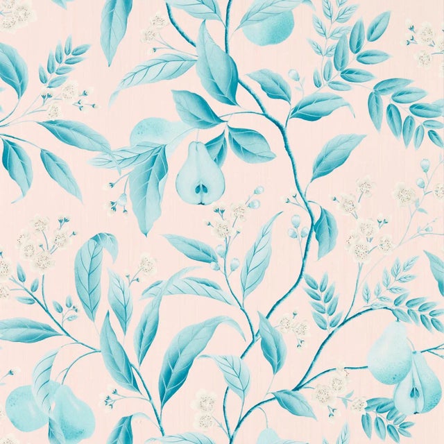 Harlequin Marie Wallpaper in Rose/ Lagoon - a Sample For Sale