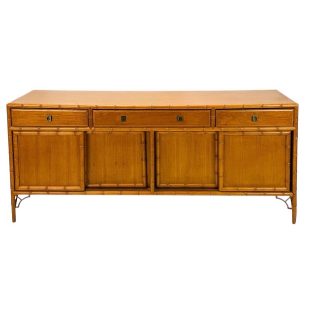 1970s Regency Style Faux Bamboo Sideboard / Credenza / Cabinet For Sale - Image 5 of 5