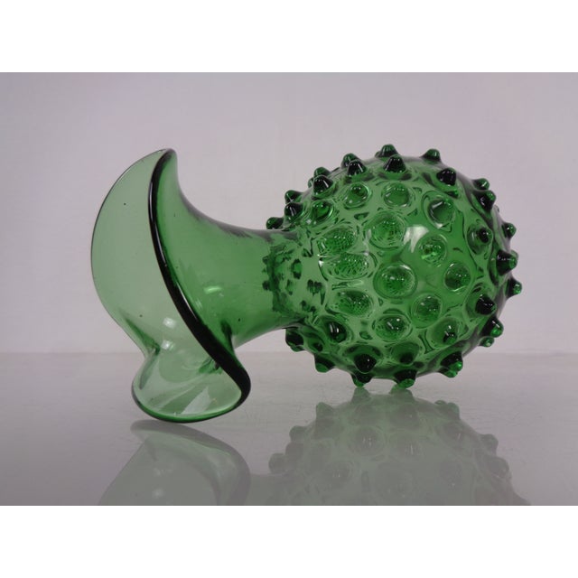 Italian Green Bubble Glass Vase & Bowl from Empoli, 1960s, Set of 2 For Sale - Image 9 of 16