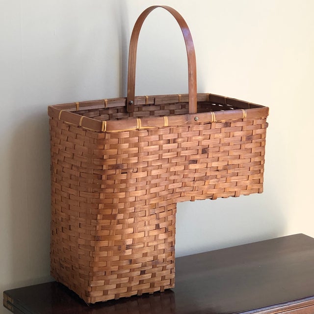 Mid-20th Century Rattan Stair Basket | Chairish
