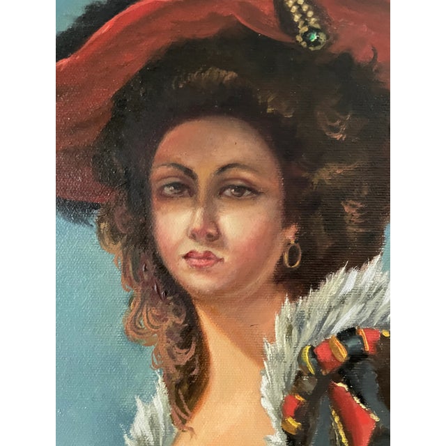 Antique Fine Art Original Signed Painting of Woman on Balcony For Sale - Image 4 of 11