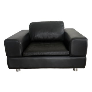 American Leather Contemporary Black Leather Armchair For Sale