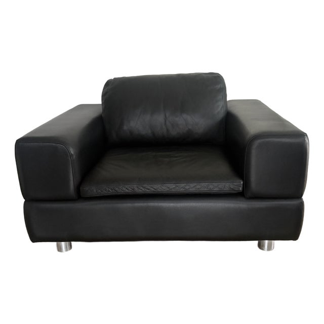 American Leather Contemporary Black Leather Armchair For Sale