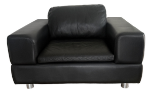 American Leather Contemporary Black Leather Armchair