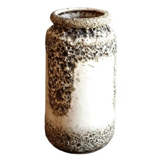 Vintage German Fat Lava Style Ceramic Vase with Beige-Brown Lava Glaze from Scheurich, 1970s For Sale