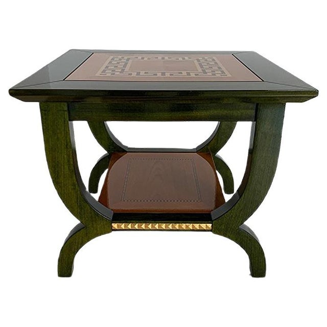 Italian Green Aniline and Maple Coffee Table, 1980s For Sale - Image 9 of 9