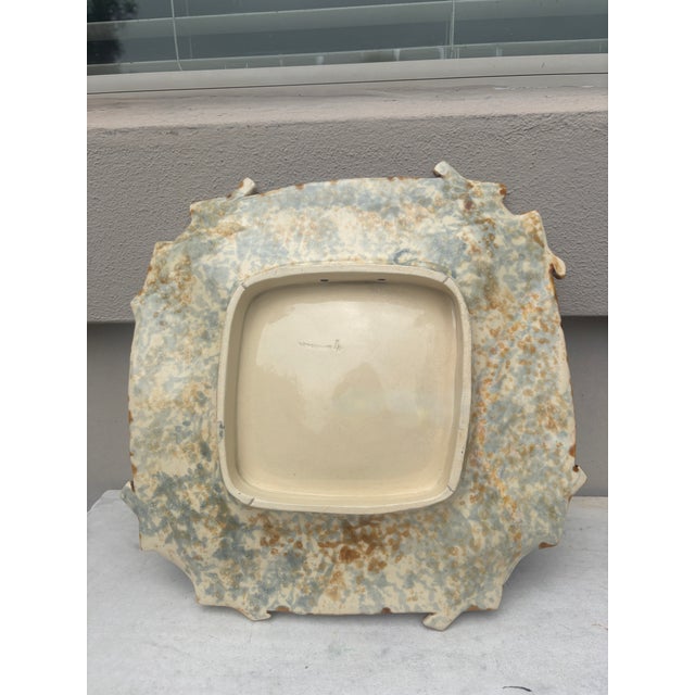 Greige 19th Century Square Majolica Palissy Wall Fish Platter Longchamp. For Sale - Image 8 of 8