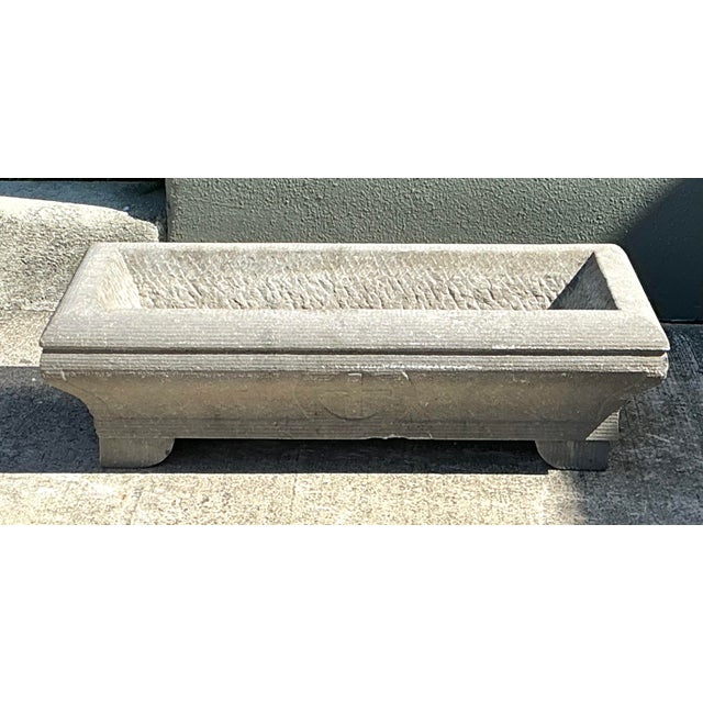 Vintage Carved Stone Engraved Planter For Sale - Image 4 of 12