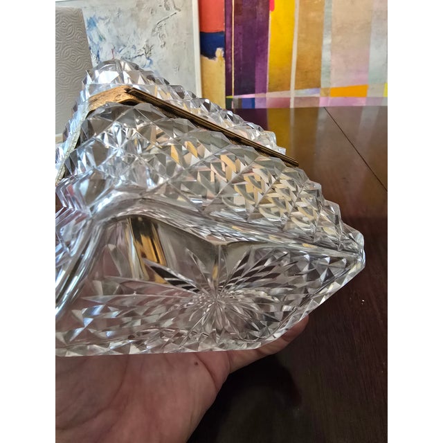 Antique Baccarat Style Crystal Bronze Jewel Box Casket For Sale - Image 4 of 9