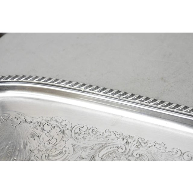 Vintage Sheffield Victorian Silver Plated Twin Handle Bar Serving Platter Tray For Sale - Image 9 of 14