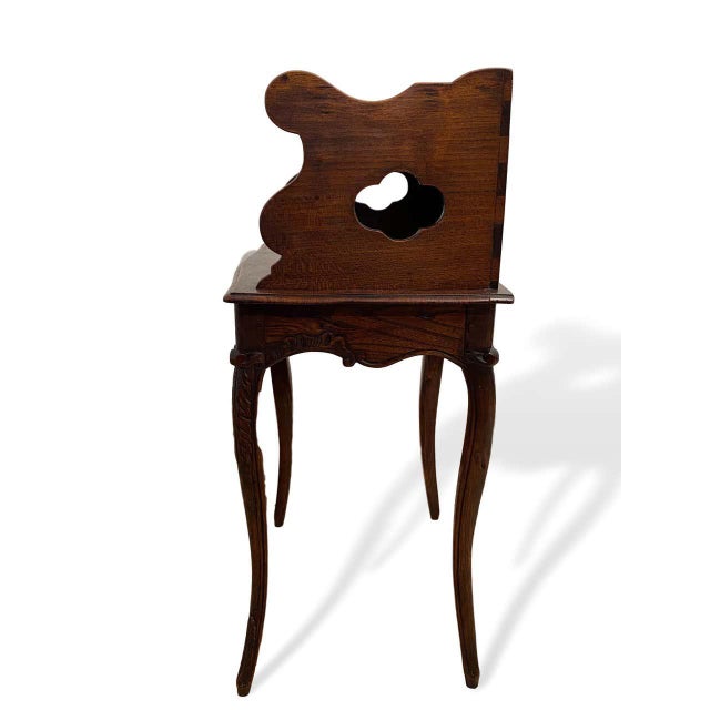 French Provincial Elmwood Side Table With Gallery/Shelf For Sale - Image 10 of 11