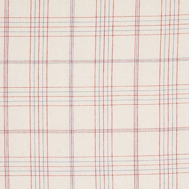 Transitional Schumacher Nils Plaid Linen Fabric in Red For Sale - Image 3 of 3