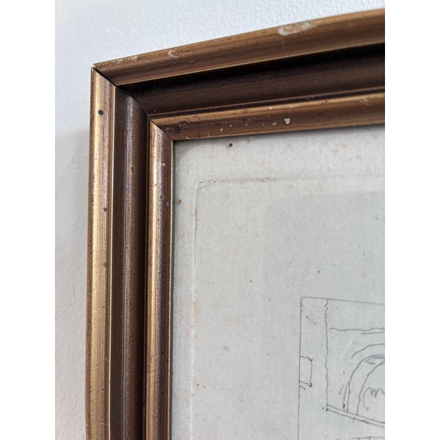 Rustic European Antique Original Horse Etching, Circa 1700: Framed Equestrian Print For Sale - Image 3 of 10