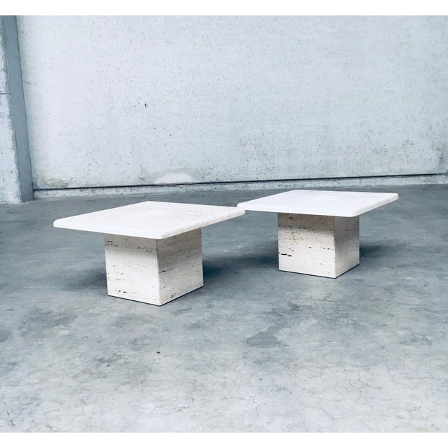 Italian Travertine Square Side End Table, 1970s, Set of 2 For Sale - Image 15 of 18