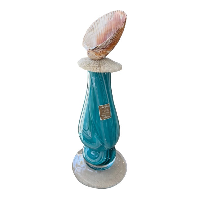 Celestial Meets the Sea Mid-Century Slag Glass Decor-Coastal Art Sculpture For Sale