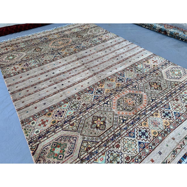 Afghan Gray Khorjin Hand-Knotted Wool Rug - 6'8" X 9'8" For Sale - Image 4 of 13