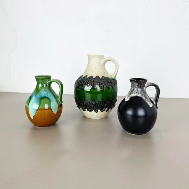 Article: pottery ceramic vase set of 2 producer: bay ceramic, germany decade: 1970s description: set of 3 original vintage...