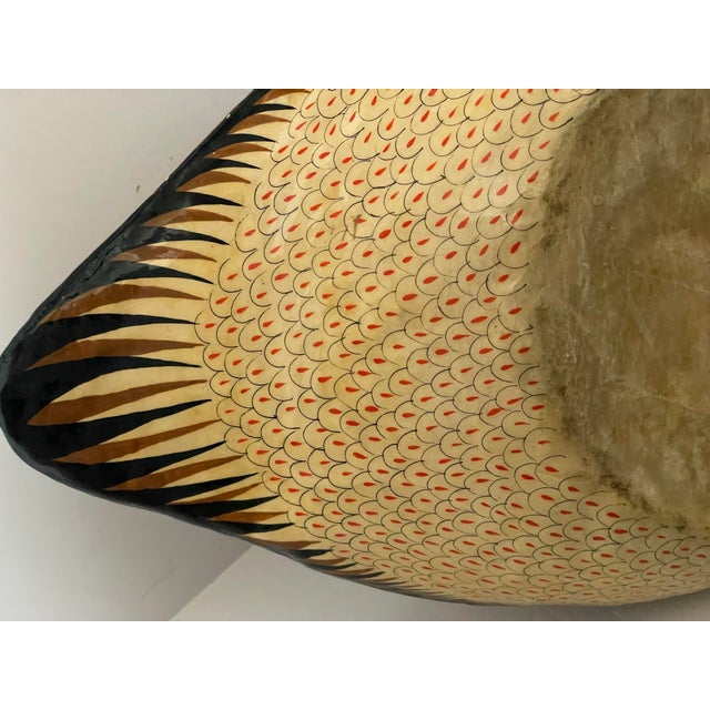 VTG Large Sermel Paper Mache Hand Painted Duck Planter Folk Art Tonala Mexico For Sale - Image 9 of 12