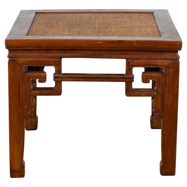 Chinese Qing Dynasty 19th Century Stool or Drinks Table with Woven Rattan Top For Sale - Image 13 of 13