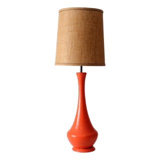 Mid 20th Century Mid-Century Modern Orange Ceramic Table Lamp For Sale