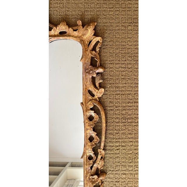 Gold Antique 18th Century English George III Chinese Chippendale Carved Giltwood Mirror For Sale - Image 8 of 12