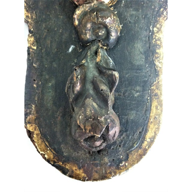 Brown 19th Century Cherub Wall Shelf With Polychrome For Sale - Image 8 of 11