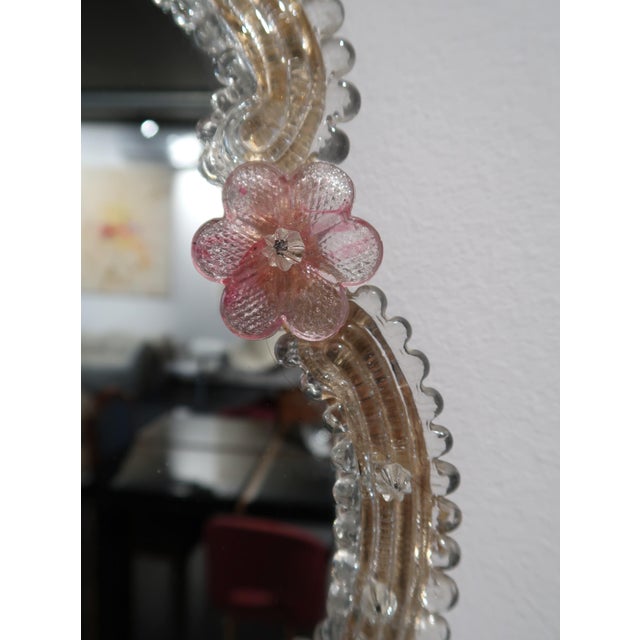 Baroque Murano Glass Wall Mirror, 1960s For Sale - Image 3 of 5