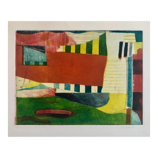 Pierre Obando, Abstract Modernist Colorful Bold Monoprint Monotype Painting Print Pierre Obando For Sale
