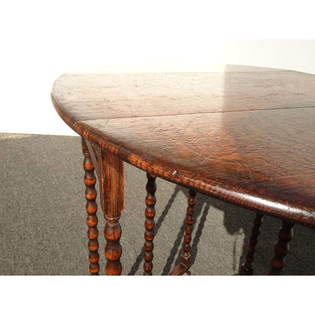 Brown Antique Barley Twist Drop Leaf Side Table ~ French Country For Sale - Image 8 of 17