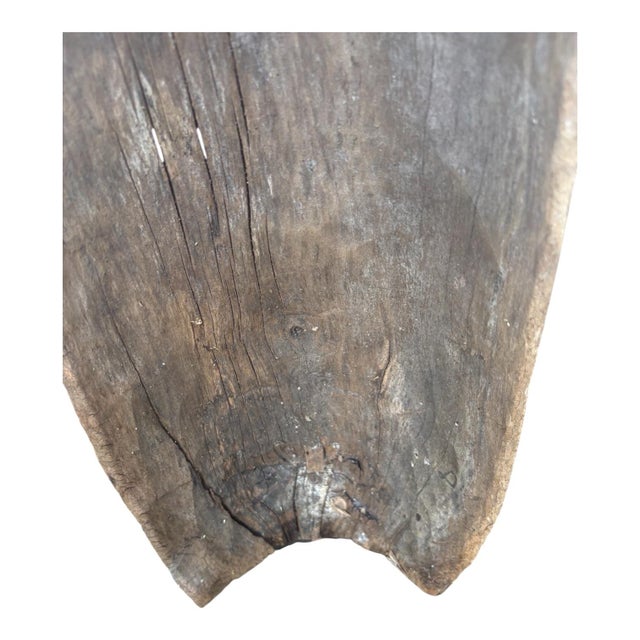 Late 20th Century Carved Wooden Face Mask, Weathered Wood Sculpture, Elongated Rustic Wall Decor, Organic Modern Boho Art For Sale In Indianapolis - Image 6 of 9