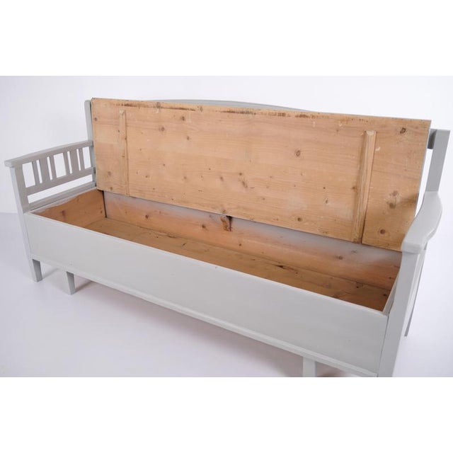 Antique Swedish Bench in Grey Painted Pine, 1860s For Sale - Image 9 of 12