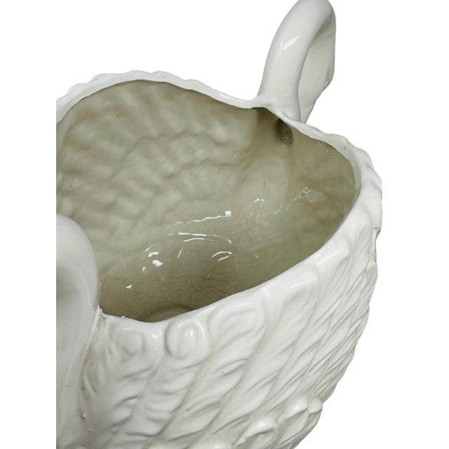 Large Vintage 1970s Italian Blanc De Chine Swan Handled Urn – 16" For Sale - Image 10 of 16