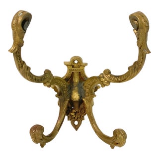 Art Deco French Brass Wall Coat Hooks For Sale