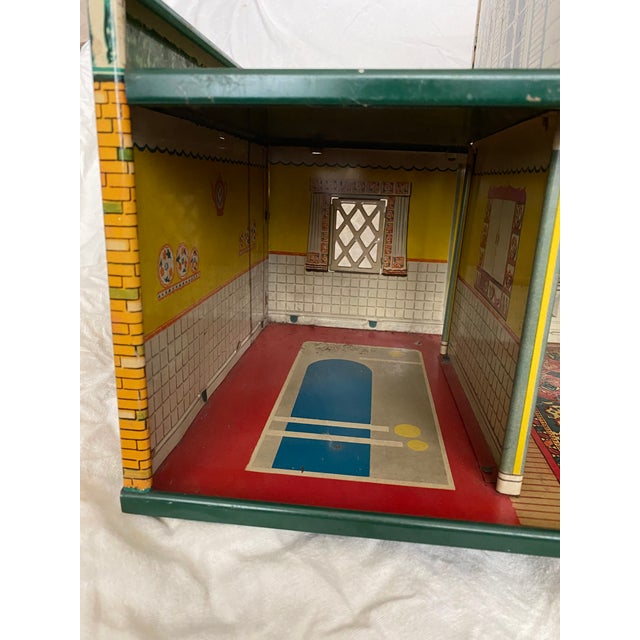Vintage 1950's T. Cohn Tin Litho Metal Retro Two Story Dollhouse For Sale In Charlotte - Image 6 of 13
