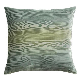 Kevin O'Brien Woodgrain Basil Cut Velvet 20" Pillow For Sale
