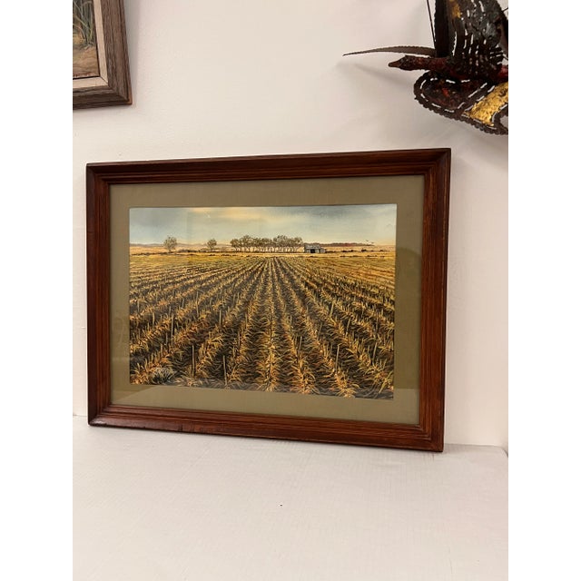 Vintage Mid CenturyTraditional Watercolor Painting of Scenic Landscape Signed by Mike Danetz For Sale - Image 4 of 9