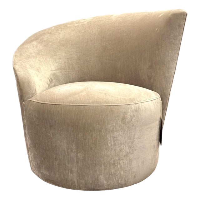Caracole Modern Taupe Velvet Whorl Laf Swivel Chair For Sale