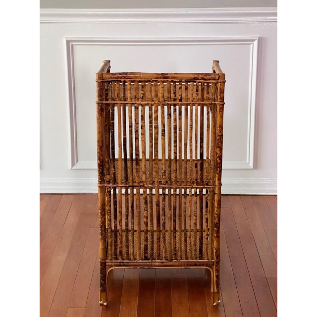 1970s Organic Modern Three-Tier Small Etagere in Burnt Bamboo and Rattan For Sale In Philadelphia - Image 6 of 13
