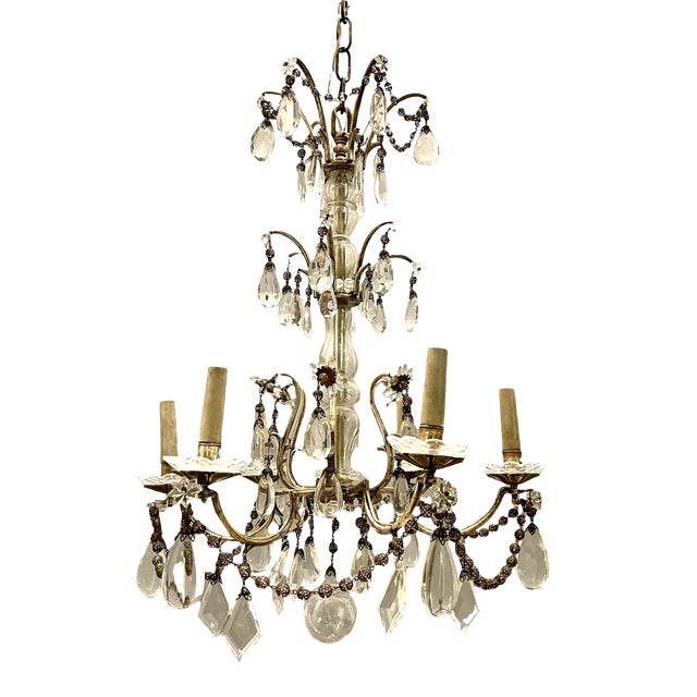 Italian Silver Crystal Chandelier, 1940s For Sale - Image 6 of 17