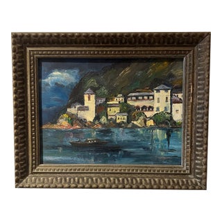 California Coastal Seascape, "View From Covered Boat", Oil Painting, Signed by Artist For Sale