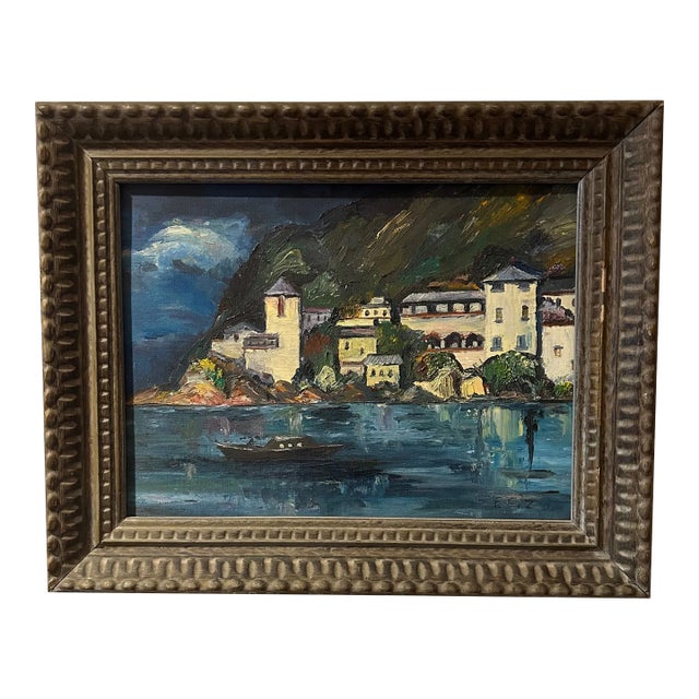 California Coastal Seascape, "View From Covered Boat", Oil Painting, Signed by Artist For Sale
