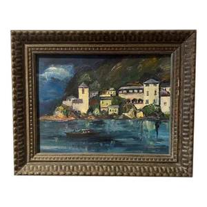 Original California Coastal Seascape, "View From Covered Boat", Oil Painting, Signed by Artist