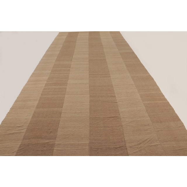 Rug & Kilim Oversized Vintage Persian Mazandaran Kilim Runner in Brown Stripes - Rug & Kilim For Sale - Image 4 of 10