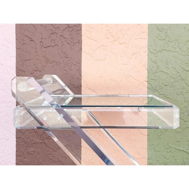 1960s Mid-Century Modern Mirrored Lucite Bar Cart For Sale - Image 12 of 12