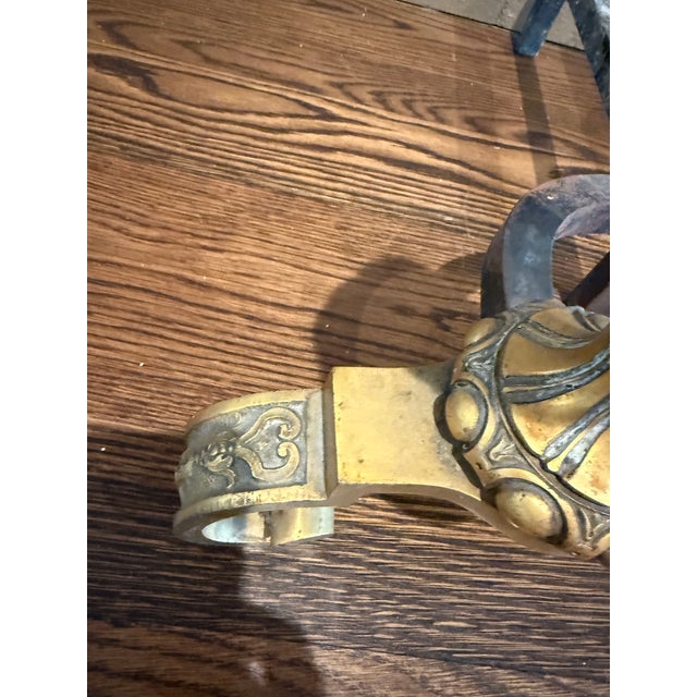 Mid 20th Century Pair of Gilded Artichoke Andirons For Sale - Image 5 of 5