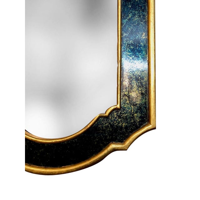 American Art Deco Miniature Painted Mirror by Isabel O'Neil Studio, Dimensions: Height: 21" Width: 17" D:1 1/4" The color...