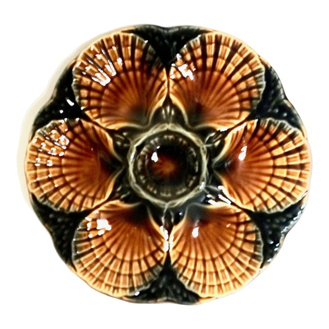 French Faience Sarreguemines Oyster Plate For Sale