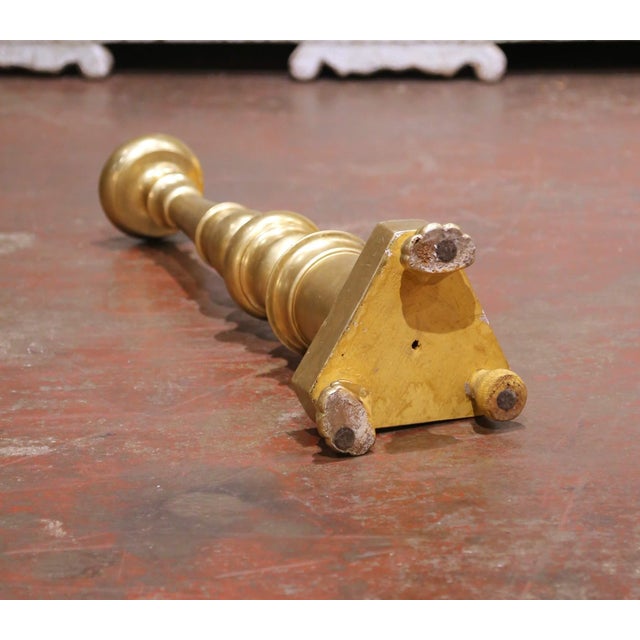 Gold 19th Century Italian Baroque Carved Giltwood Altar Candlestick For Sale - Image 8 of 8